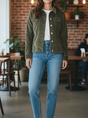 Rafaella Olive Green Corduroy Jacket